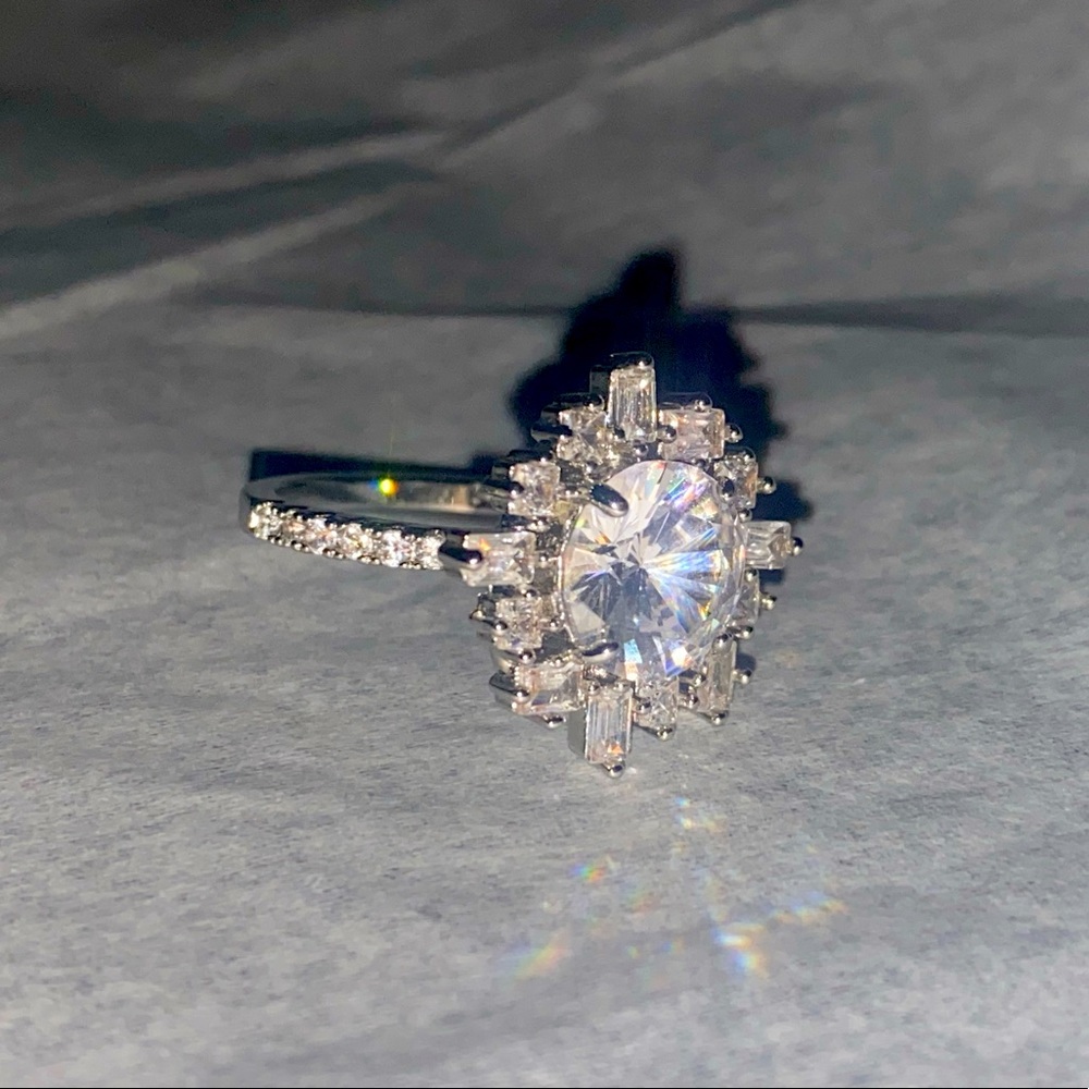 Sterling Silver CZ Engagement Ring